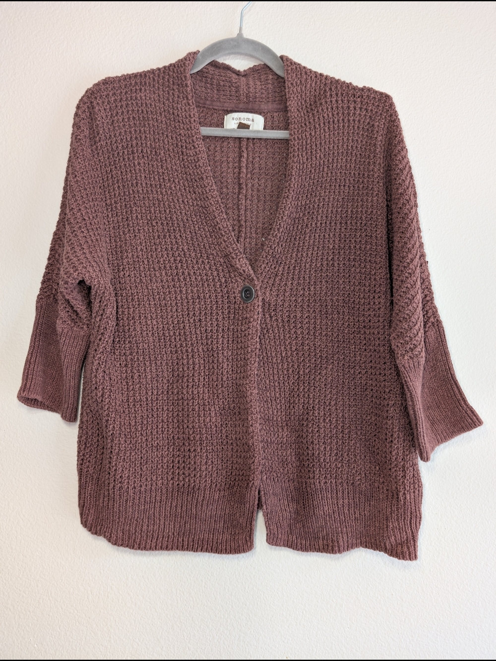 Sonoma V-Neck Brown Button Knit Cardigan Women's Size L